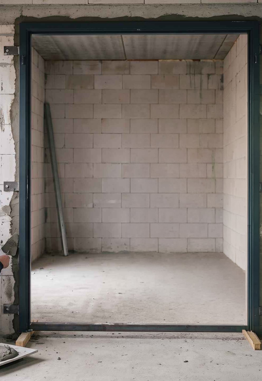 Stahlzarge in der Wandöffnung – auf der Baustelle montiert